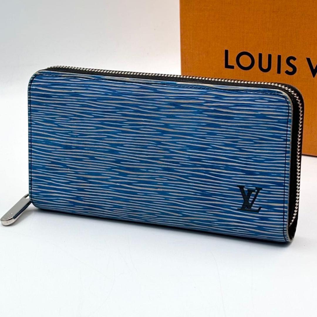 極美品 保存箱袋付属 新型 ルイヴィトン エピ デニム ジッピーウォレット 財布