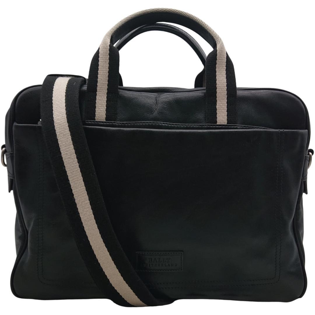 Bally　ブラックレザー ビジネスバッグ　2way　トレインスポッティング