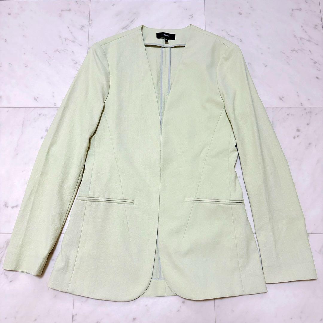 《23ss》セオリー パンツスーツセットアップ ノーカラージャケット ストレッチ