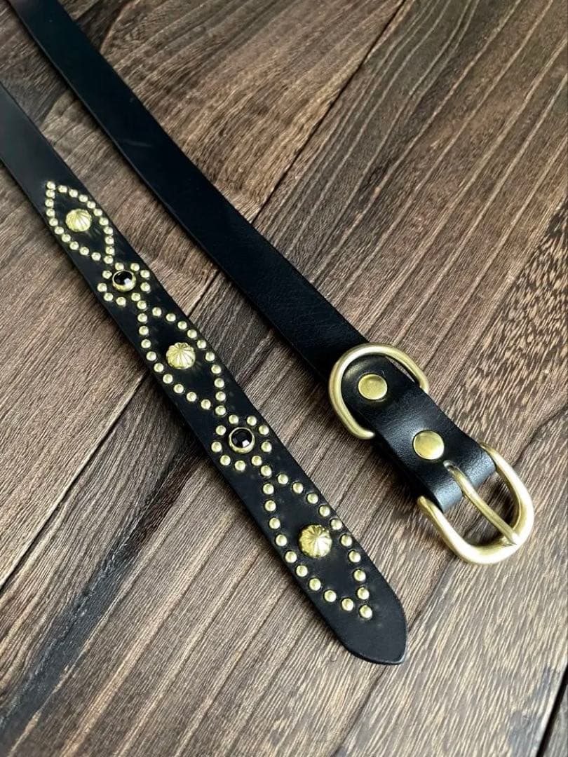 ナローロングベルト　真鍮　サドルレザー　oval+ HTC CALEE