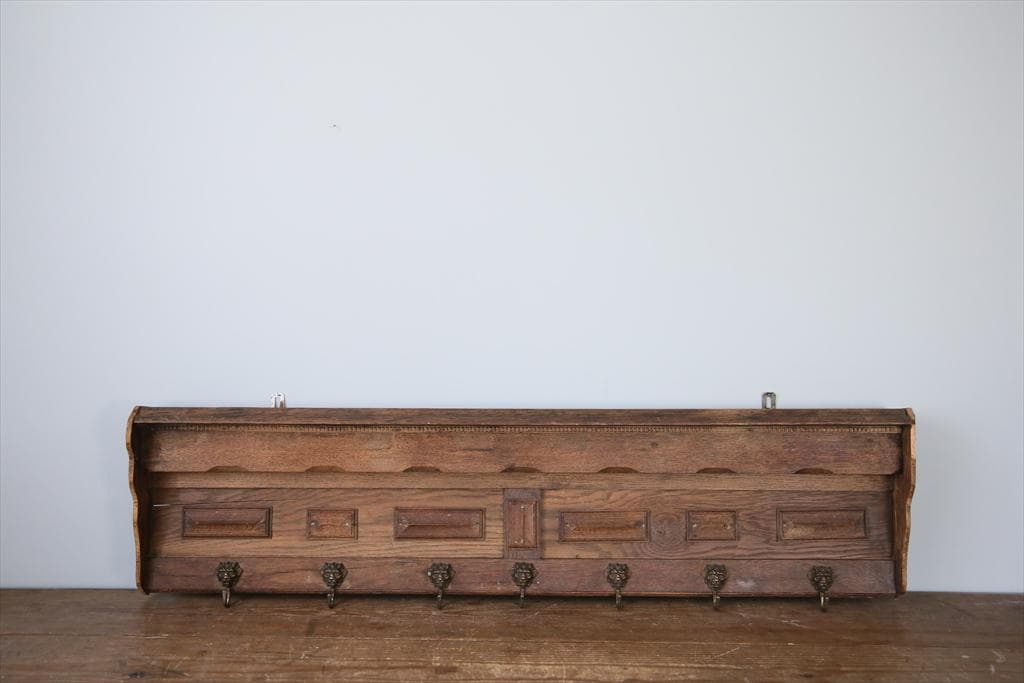 フランスアンティーク木製ウォールフック/シェルフ/壁掛けラック(86-163)