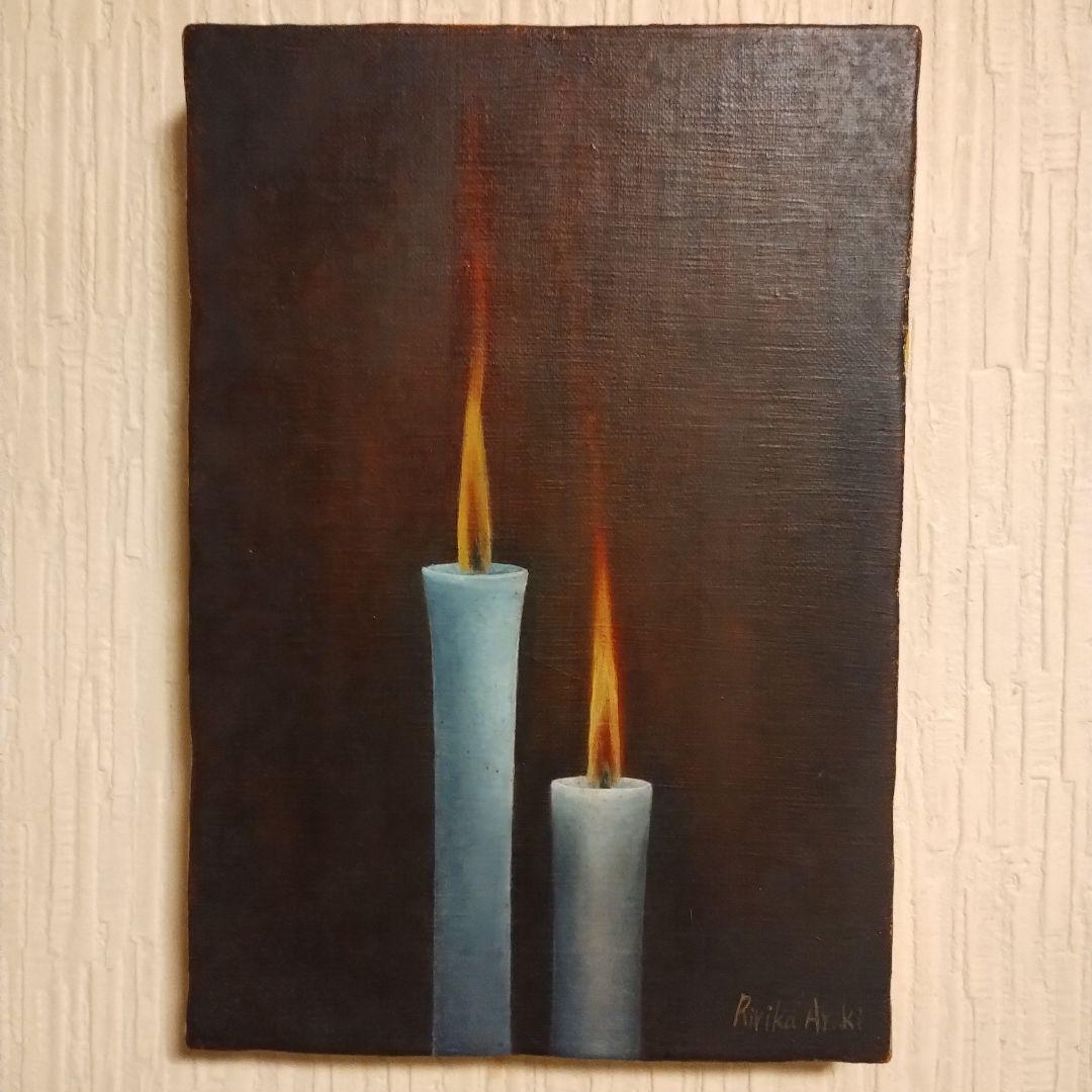 【油彩画】蝋燭の灯火 No.9｜SMキャンバス／幻想的な光と影のアート