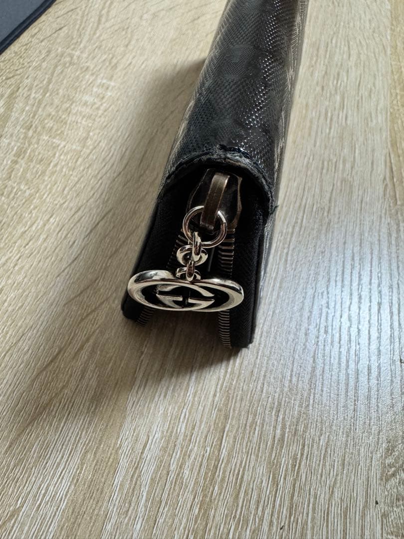 SyouGUCCI グッチ ラウンドファスナー 長財布 レザー ブラッ