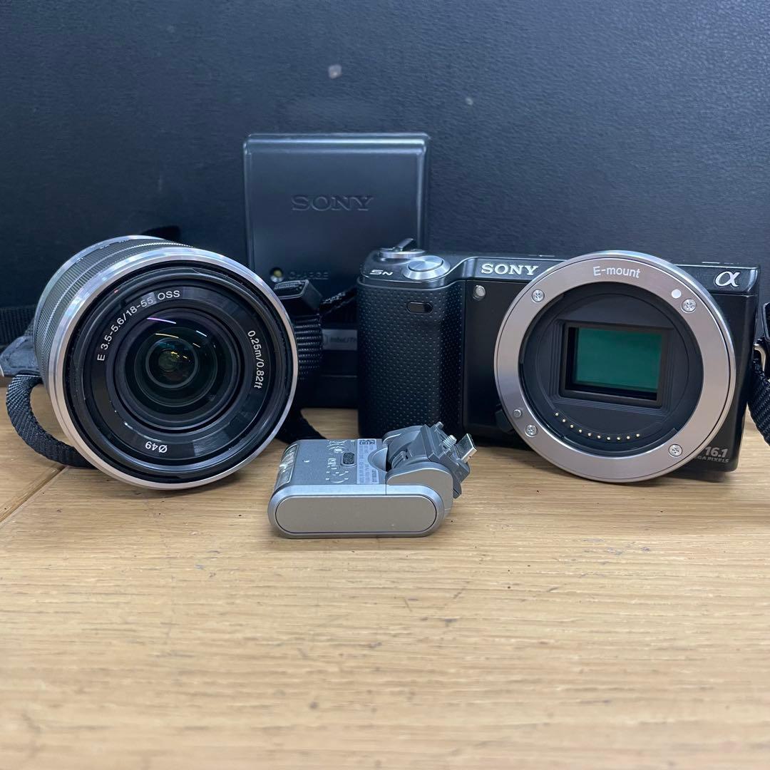 動作品 SONY NEX-5N 18-55mm ミラーレス一眼 ストロボ付き