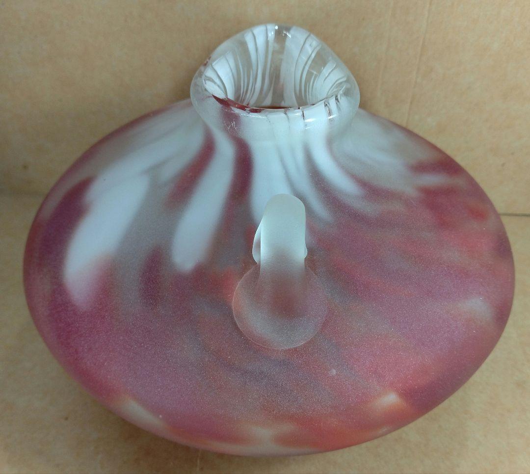 【本物保証】藤田喬平 手吹 花瓶(赤) 共箱 無傷 高さ約12㎝ ガラス芸術の雄