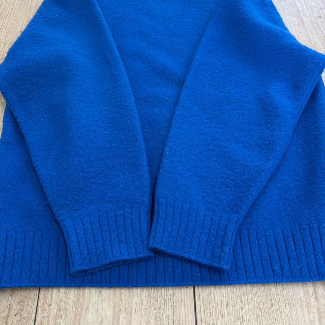 Supreme 刺繍ロゴ　ウール混素材　青　Mサイズ　ニット　セーター