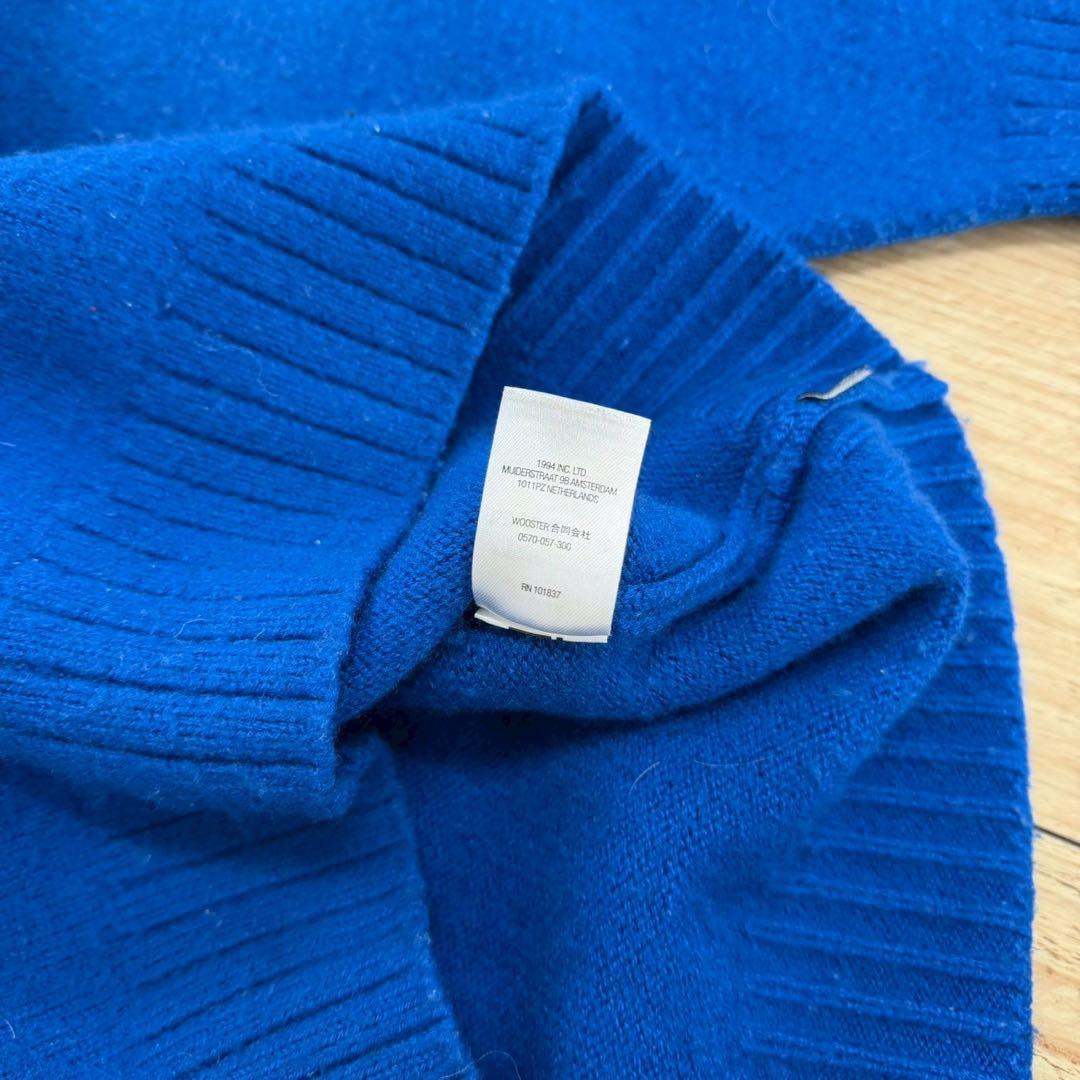 Supreme 刺繍ロゴ　ウール混素材　青　Mサイズ　ニット　セーター