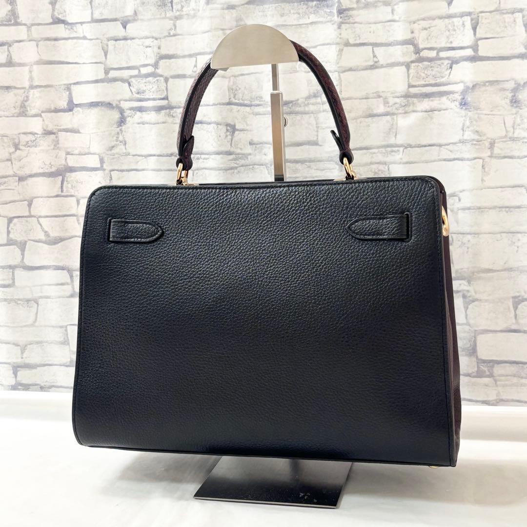 未使用級✨COACH コーチ・2wayバッグ レザー ターンロック ブラック