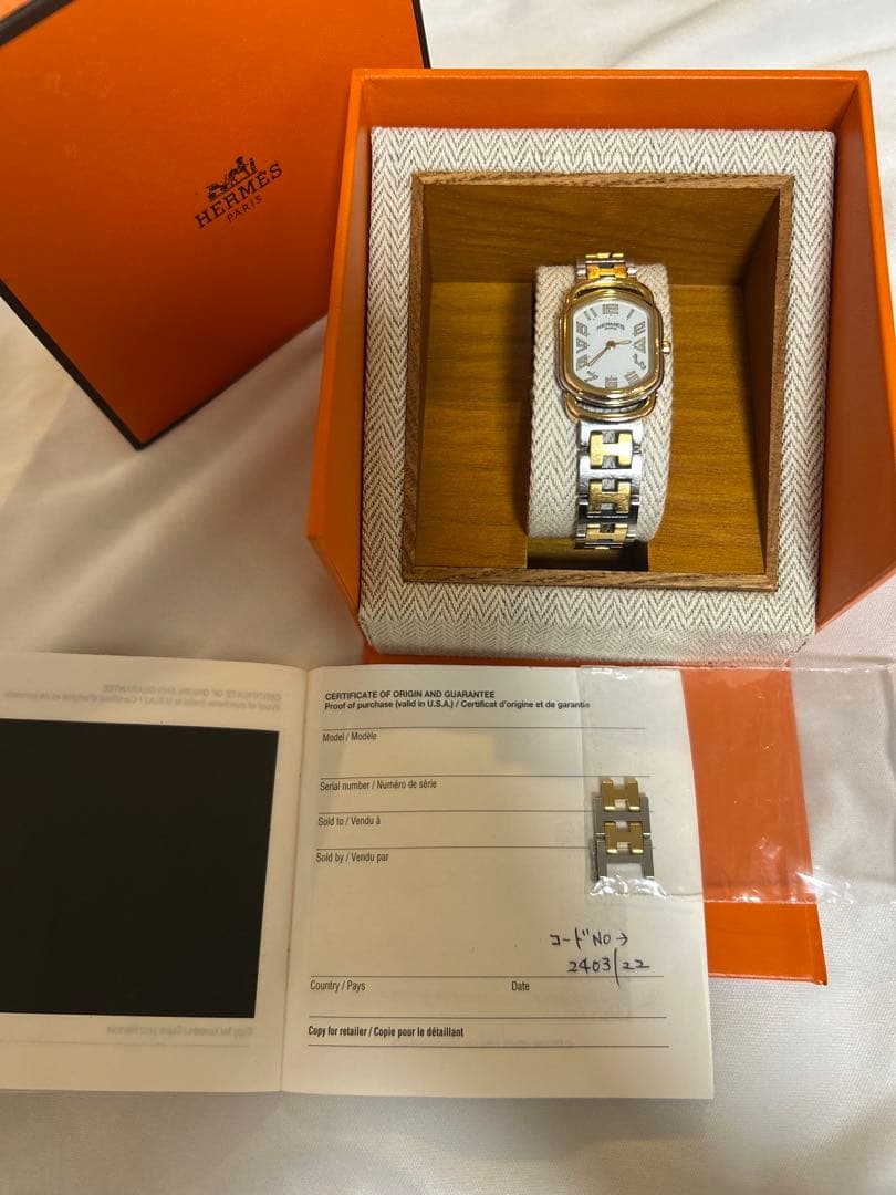 HERMES エルメス ラリー 腕時計 レディース ホワイト文字盤】