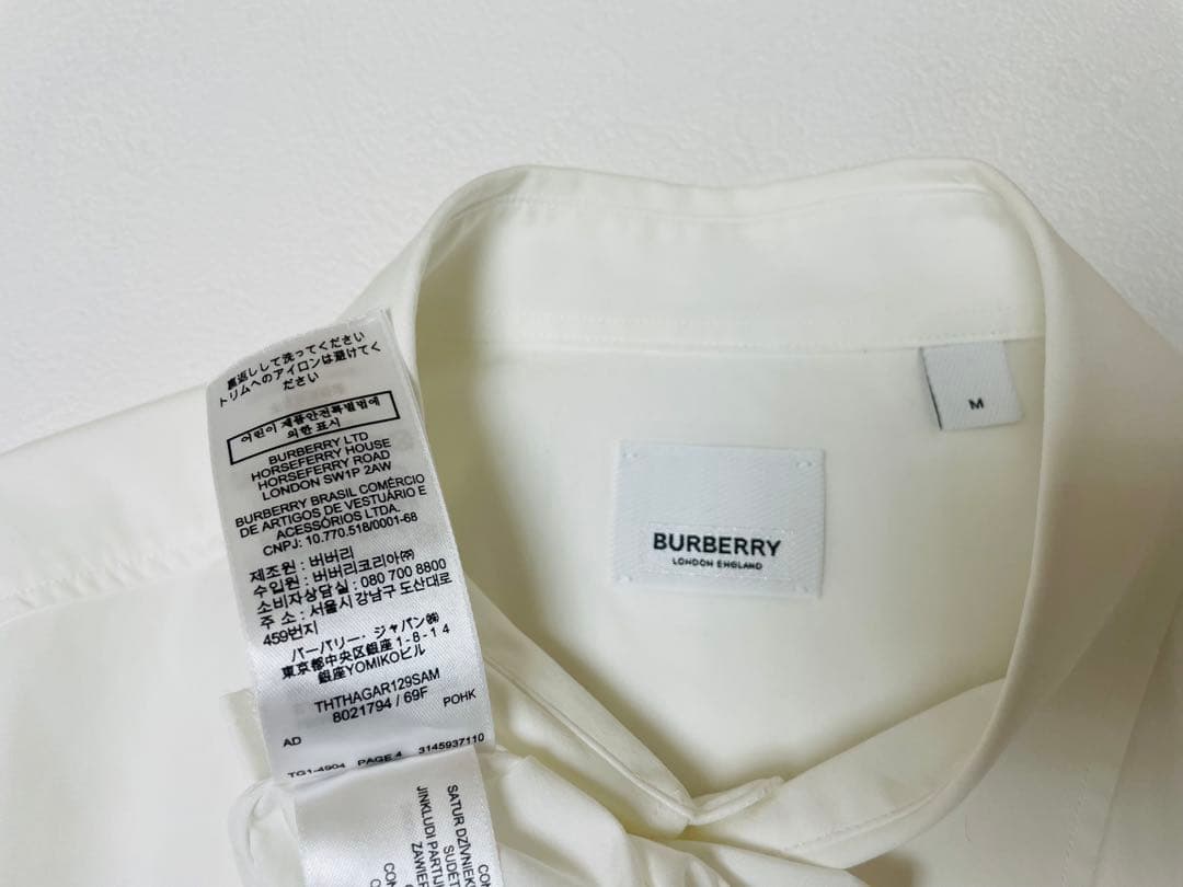 極美品　BURBERRY バーバリー　胸ラバーロゴ白シャツ　国内正規品