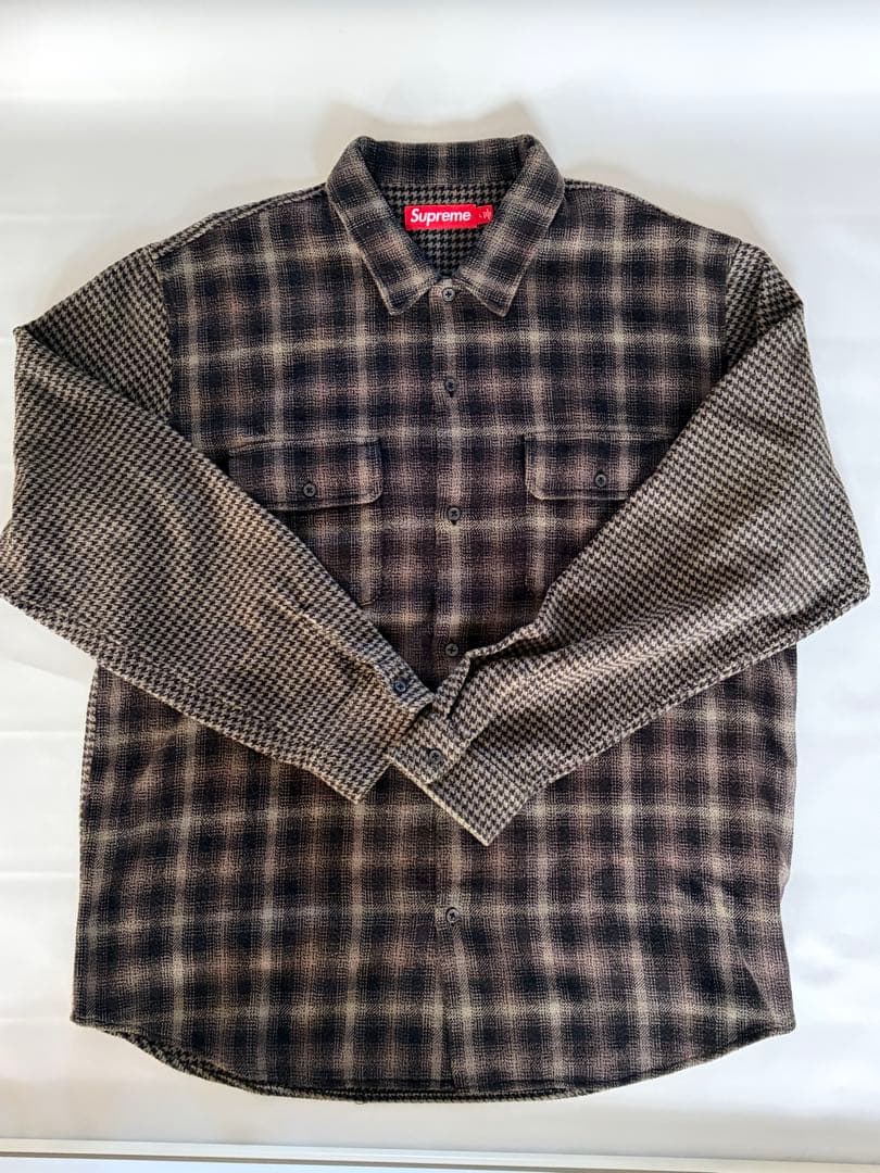 トップス supreme Houndstooth Plaid Flannel Shirt