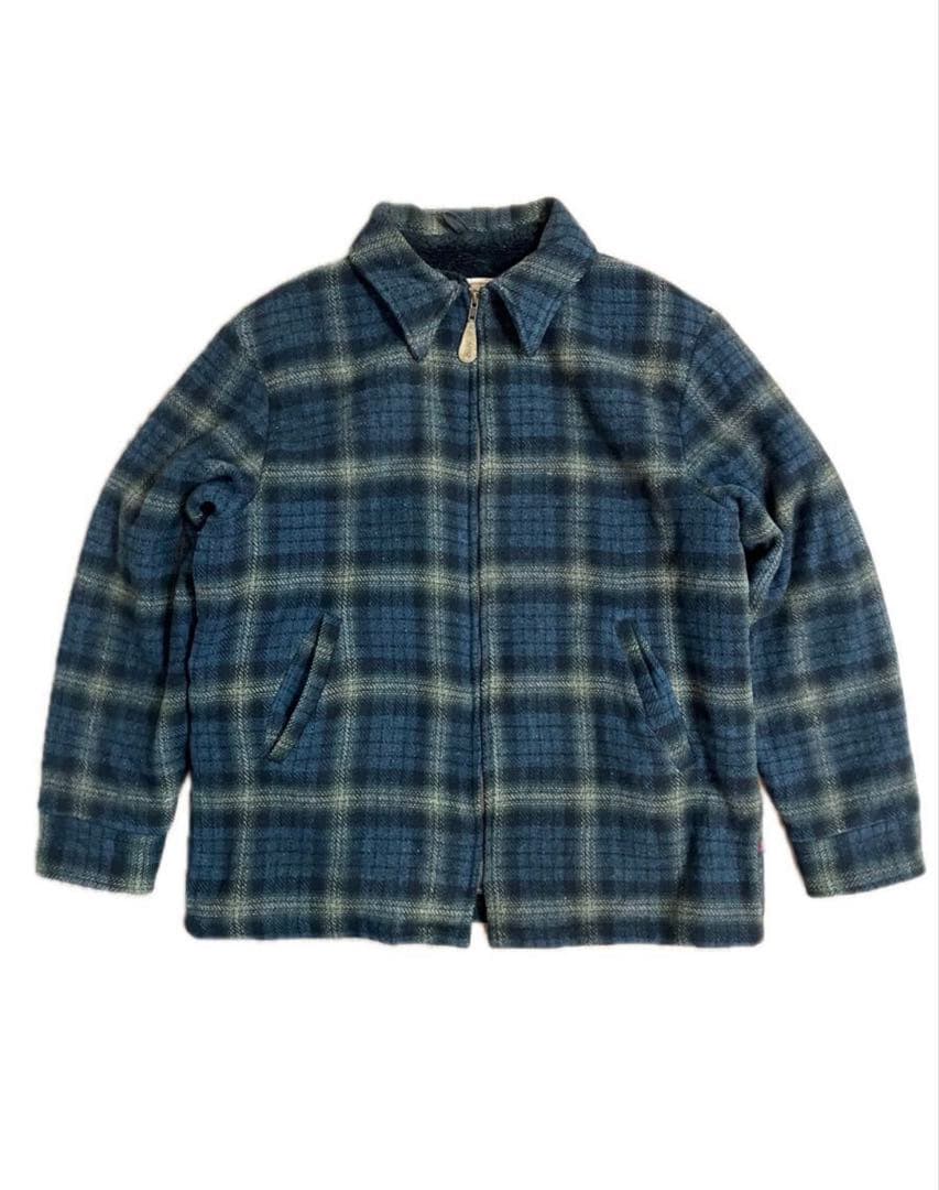 は*と様 Woolrich ブルー系チェックジャケット