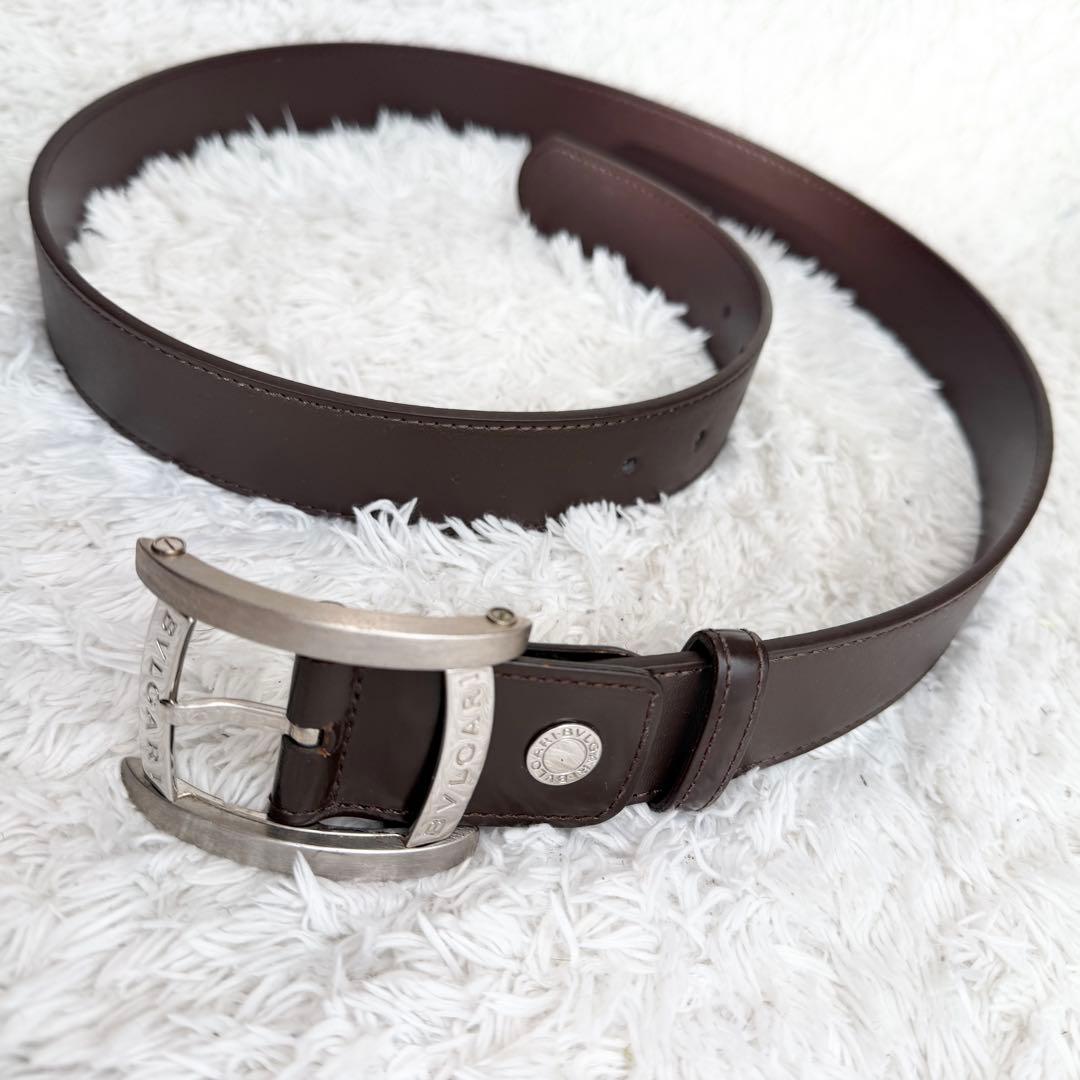 【美品】ブルガリ ベルト ASSIOMA アショーマ レザー ブラウン