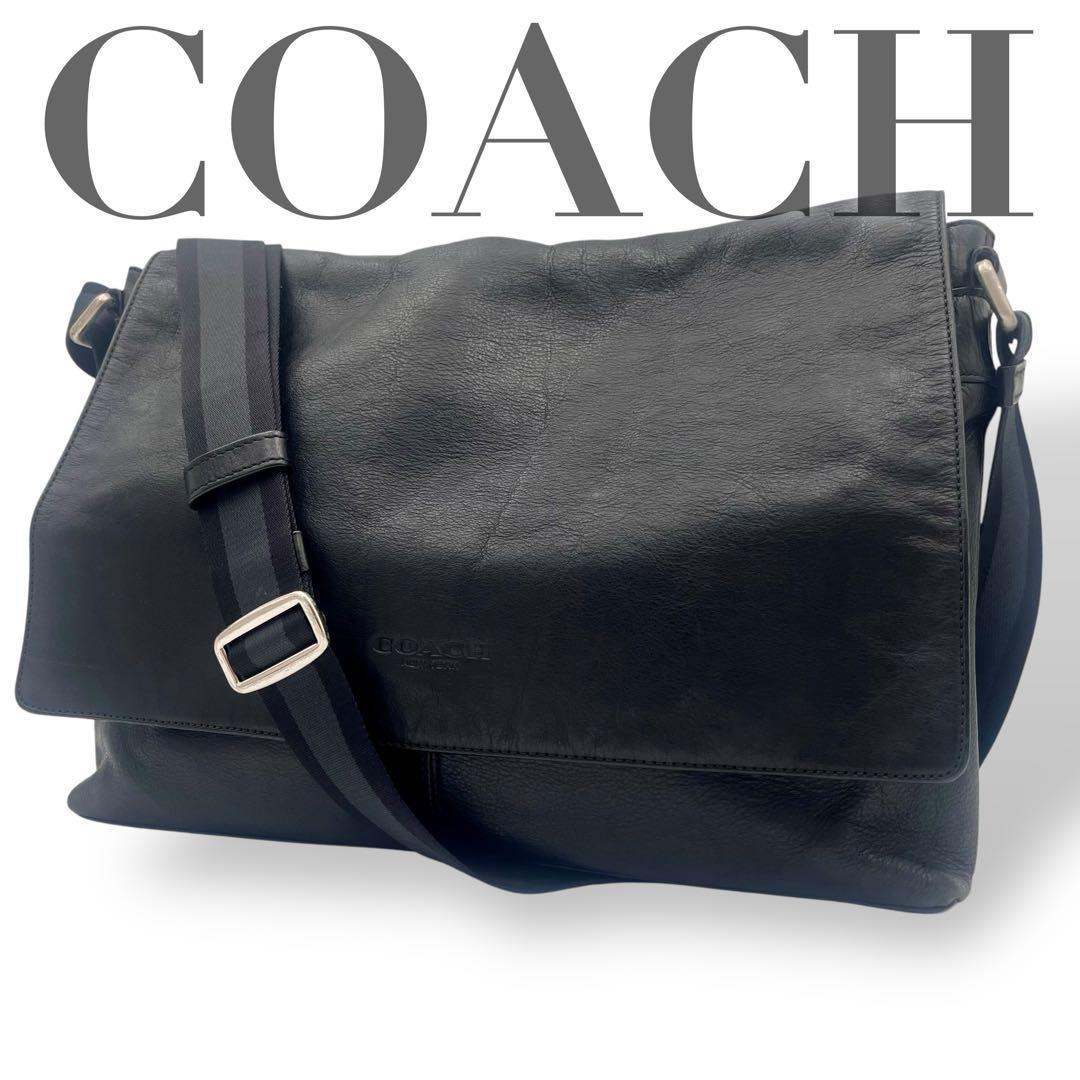 コーチ メンズ ショルダーバッグ チャールズ レザー スリム メッセンジャー