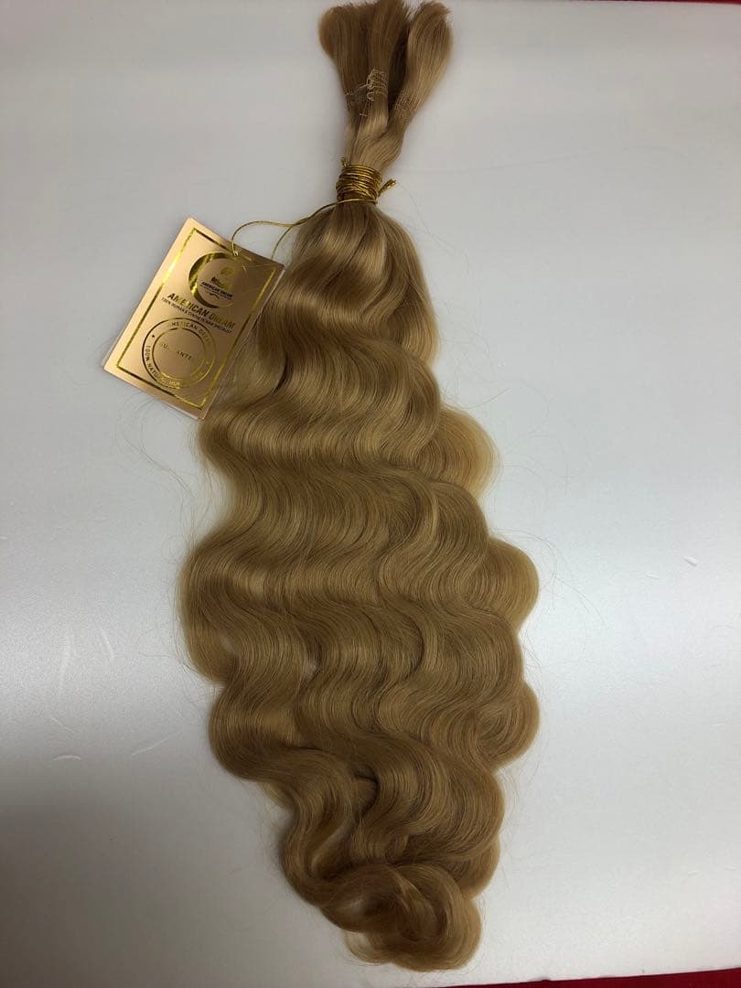 最高級人毛100%ブロンド ウェーブ ロングエクステンション