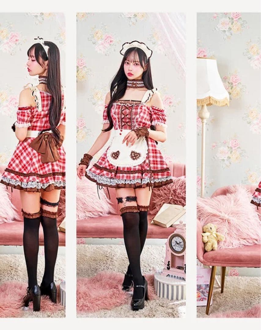 チョコレートチャンクチェックメイド レッド Malymoon マリームーン