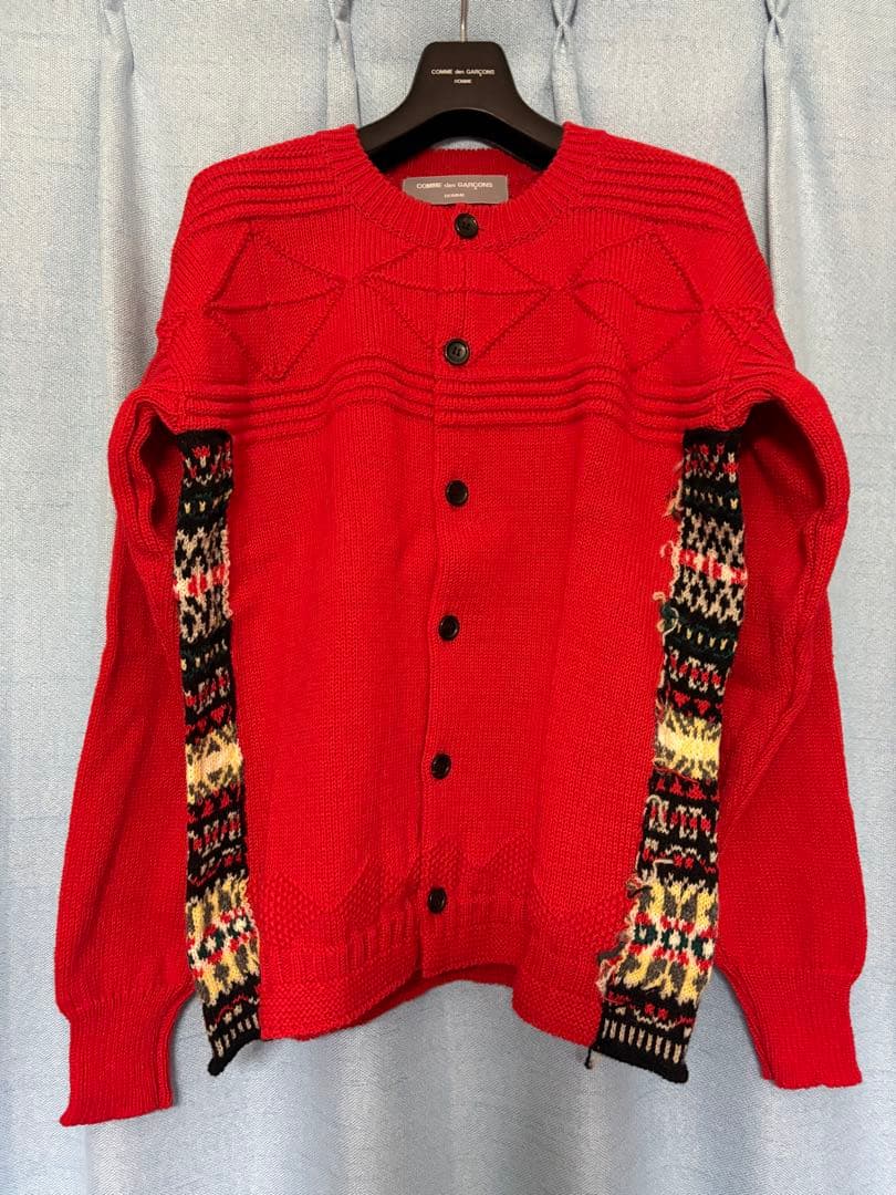 コムデギャルソンオム田中オム新品未使用品レッドニットカーディガン