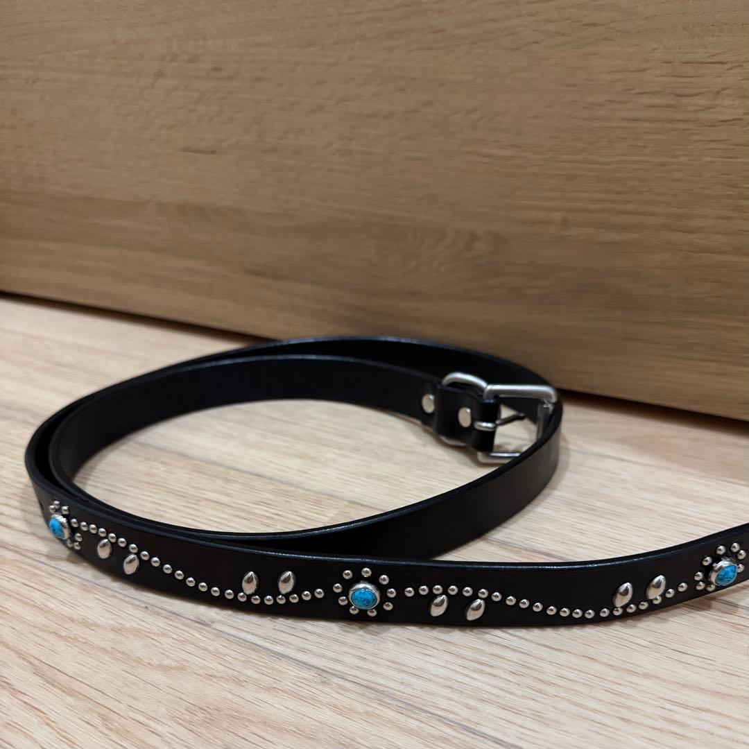 ハンドメイドナローベルトフラワーオンリーターコイズ