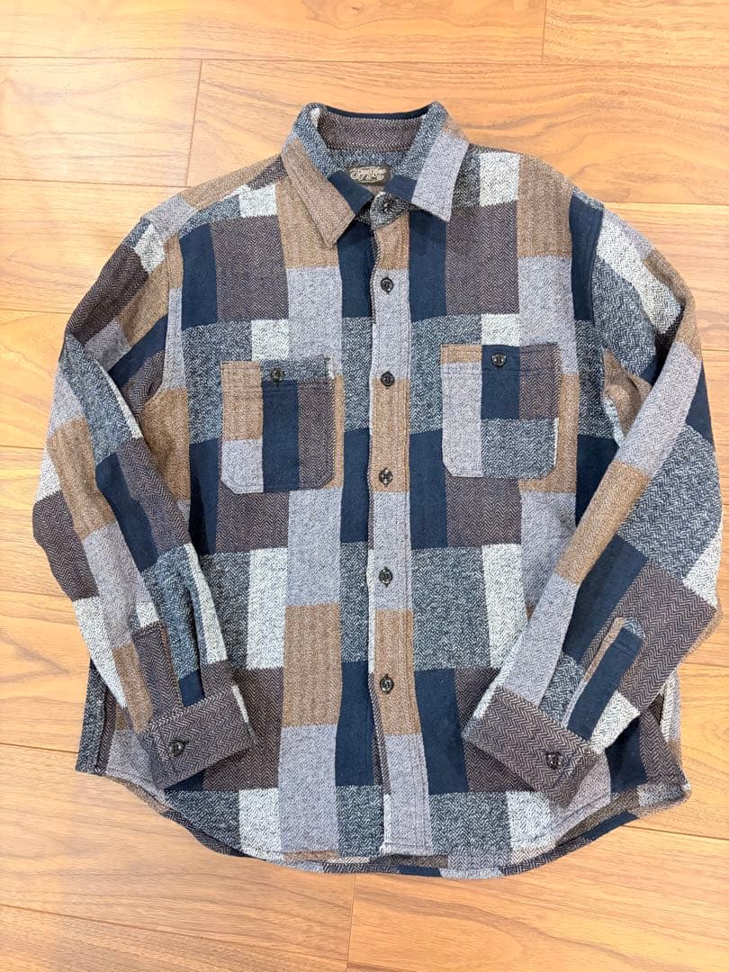 【美品】シュガーケーン ランダムパッチワークシャツ ブラック レッド 2枚セット