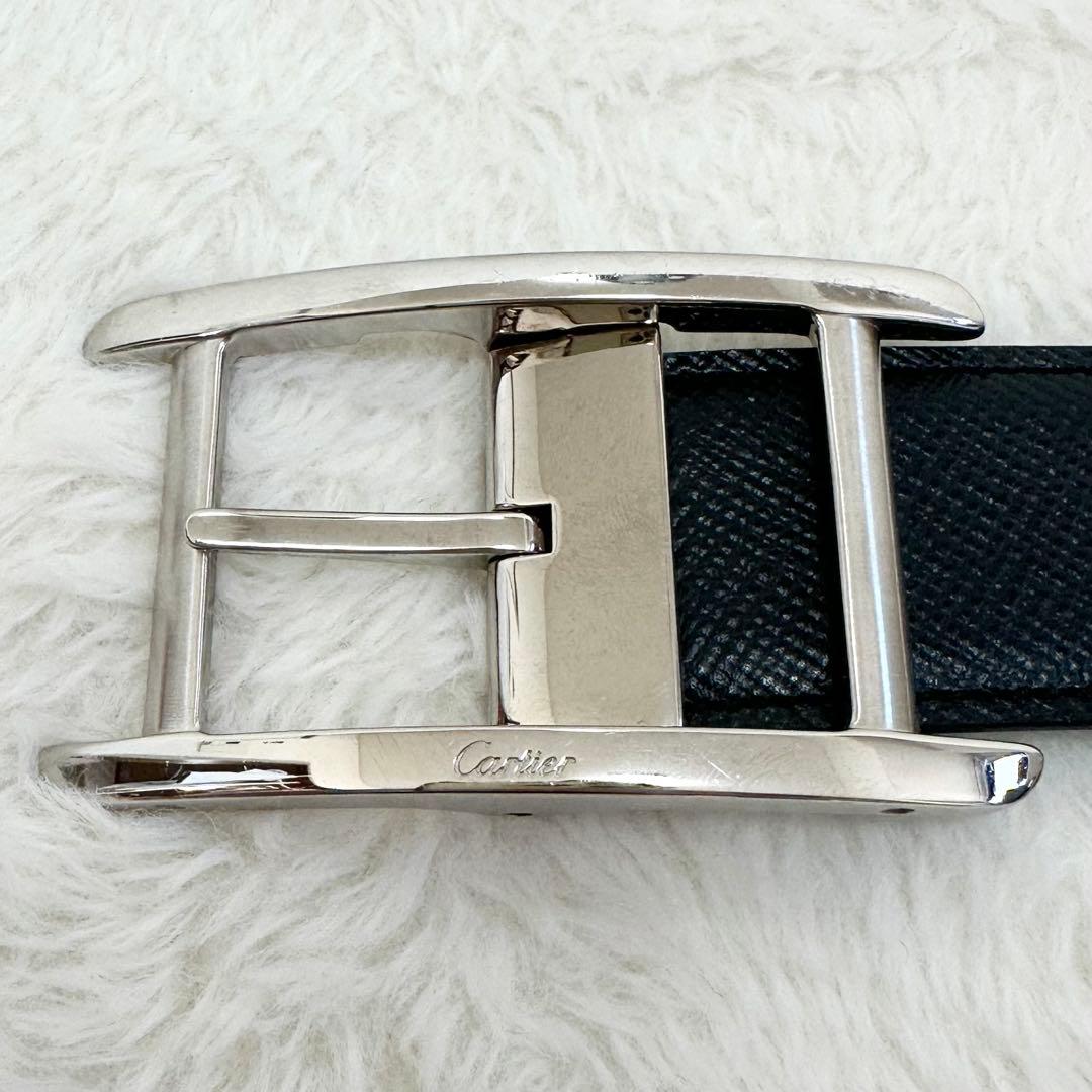 Cartier カルティエ タンクバックル ベルト シルバー ブラック レザー
