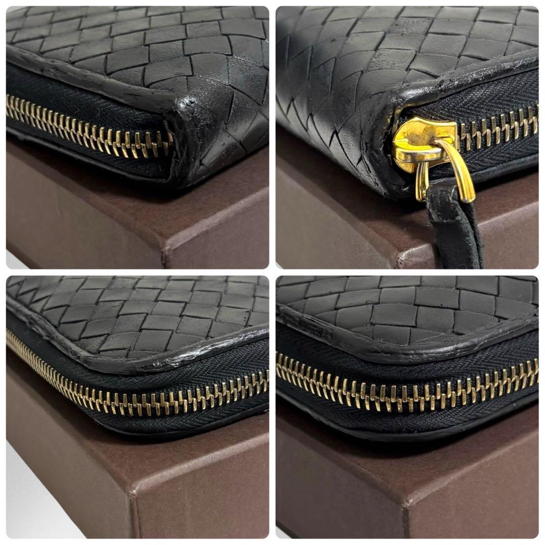 美品✨ ボッテガヴェネタ イントレチャート　長財布 ラウンドファスナー　黒