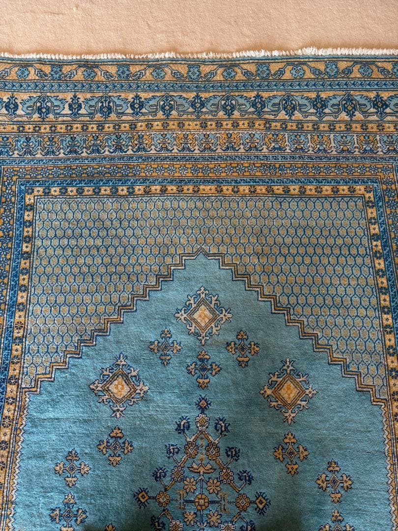 Sawachi モロッコ産 手織り絨毯 大判 3mx2m ラグ ターコイズ