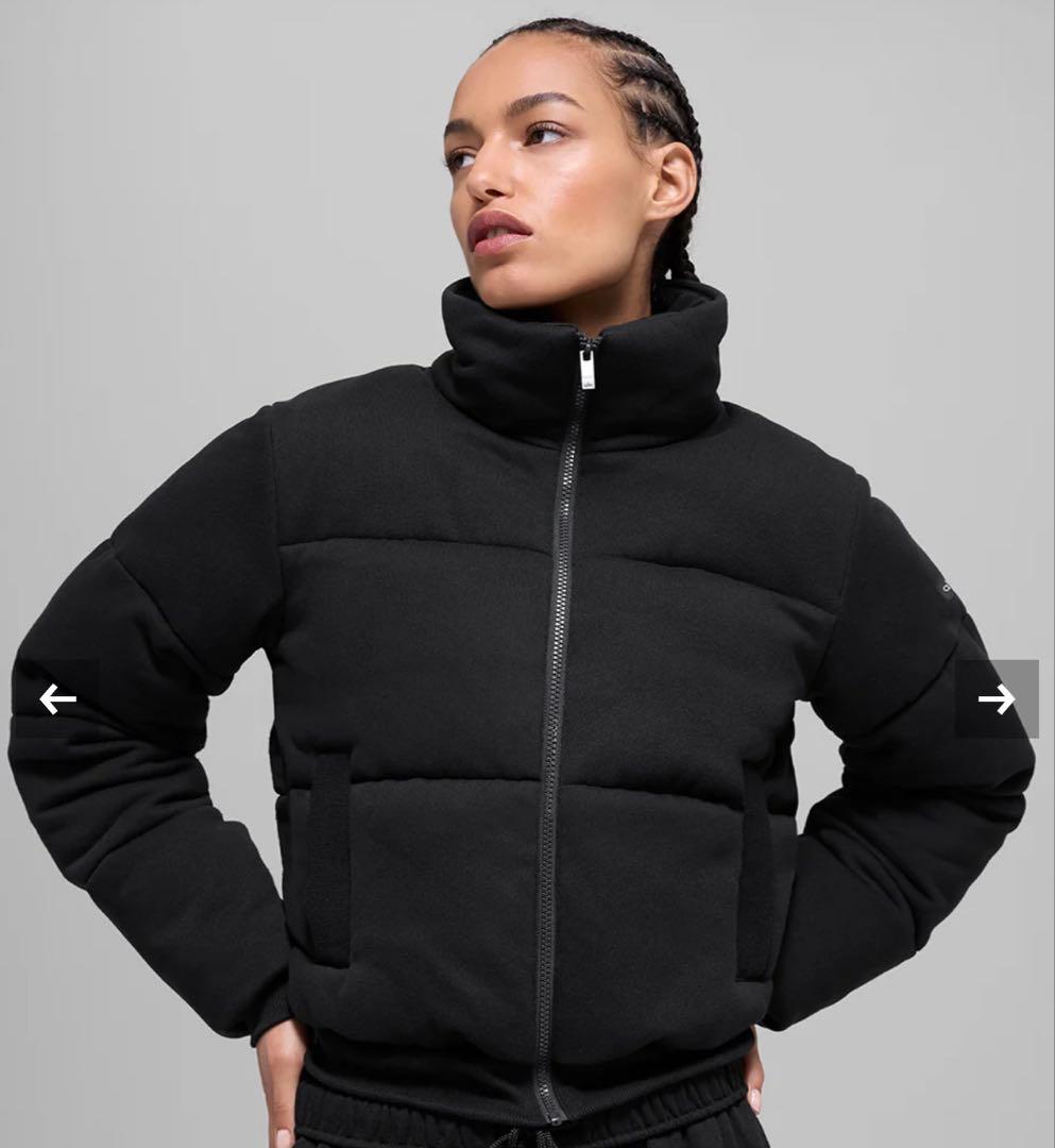 alo ブラック ダウンジャケットショート丈xxs（スウェットシャツ パファー）