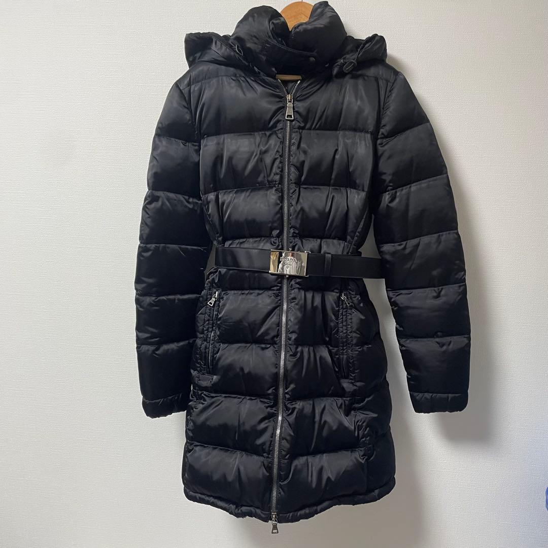 プラダ　ダウン　ロング　ベルト　ブラック　XL相当　サイズ42