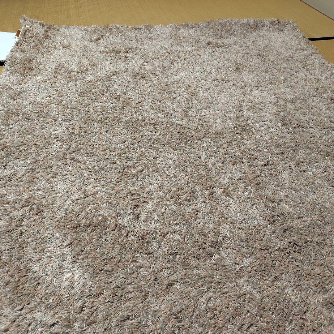 アクタス、ベージュ シャギーラグ 綿麻素材