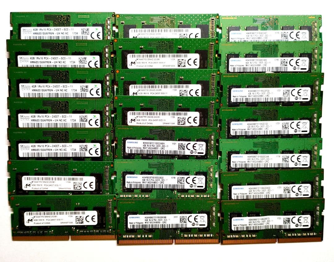 【計21枚】ノートPC用メモリ DDR4 4GB まとめ売り