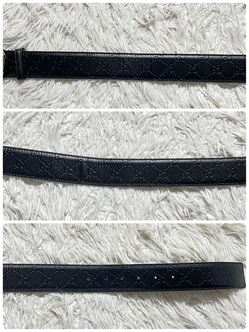 美品　GUCCI シマ GGバックル レザー ベルト 95/38 114984