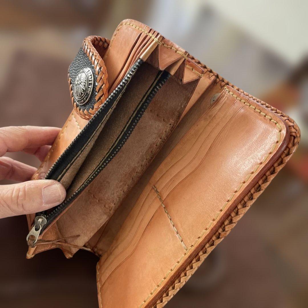 ❗️新品同様❗️レザークラフト優❗️エイ革長財布& 本革ウォレットベルト付属