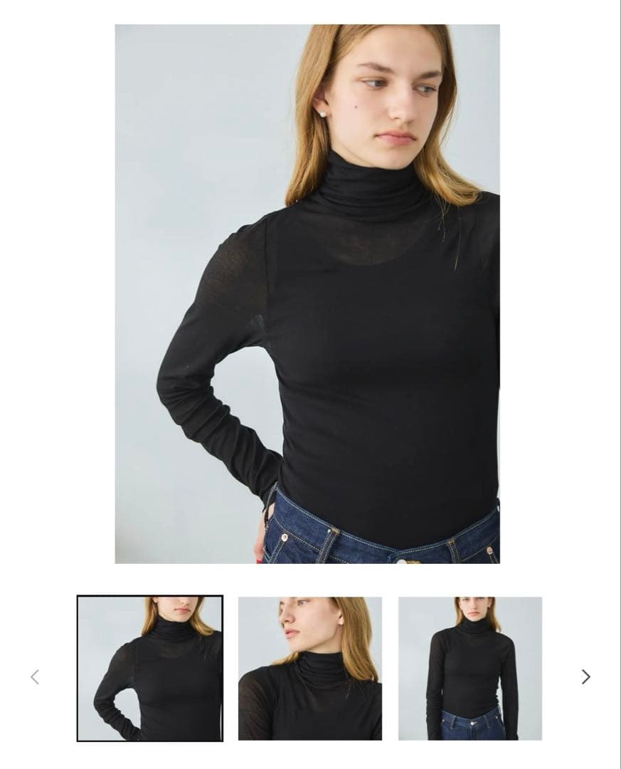 トップス Oblada SHEER HIGH NECK BLACK