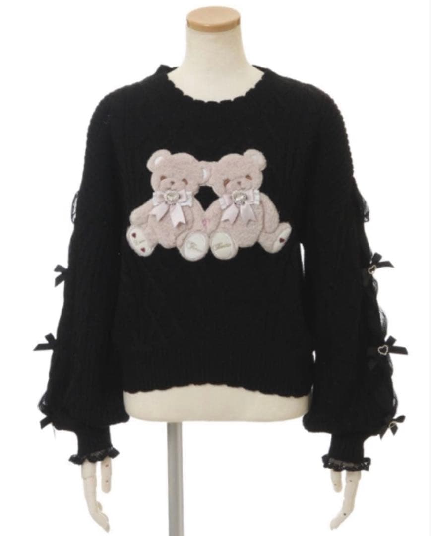 LIZLISA Twin Bearsニットトップス ブラック