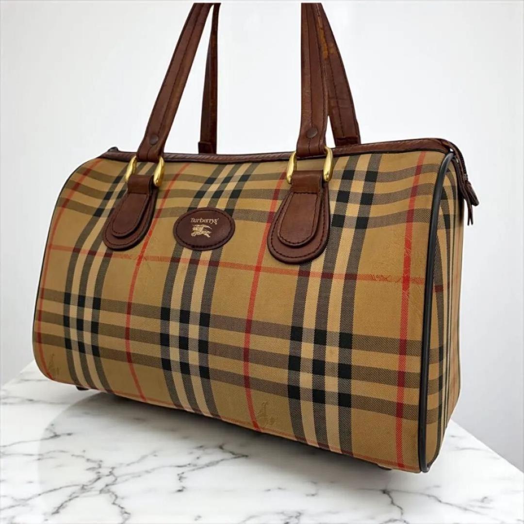 Burberrys ノバチェック ミニボストン キャンバス レザー バーバリーズ