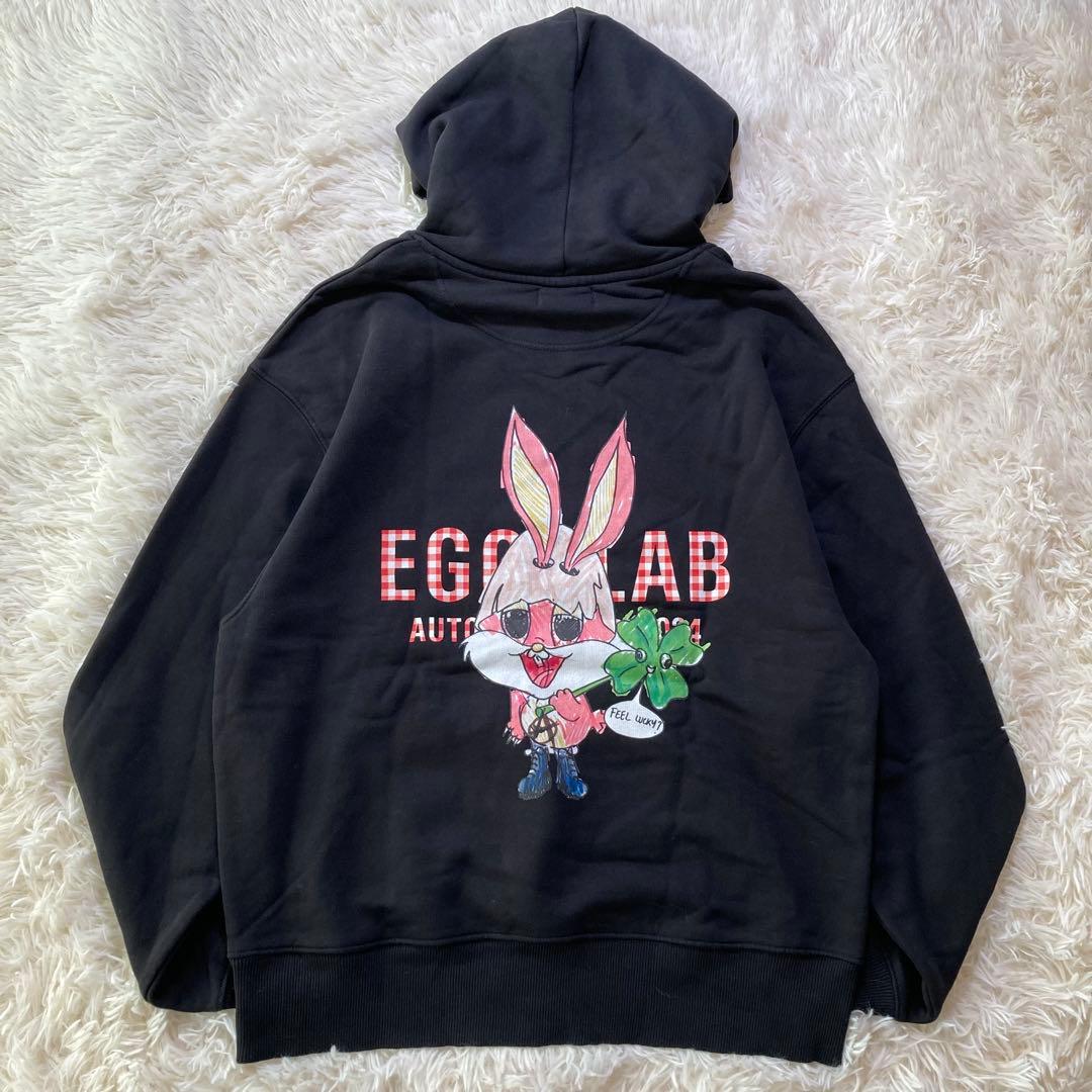 未使用級 エゴンラボ バックプリント パーカー フーディ スウェット