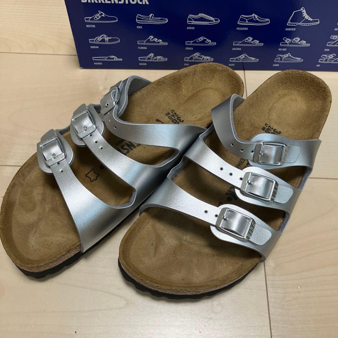 値下げ:BIRKENSTOCK シルバー サンダル 38