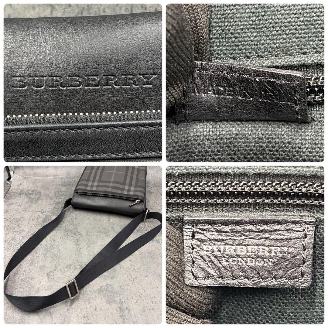 バーバリーロンドン メガチェック メッセンジャーバッグ レザー ナイロン 肩掛け