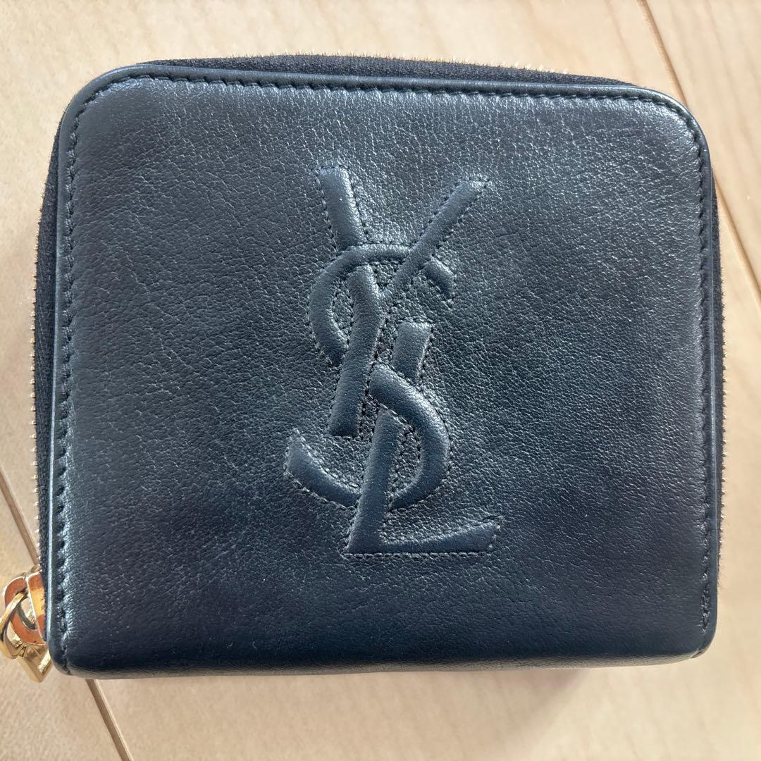 YSL 黒 レザー 二つ折り財布