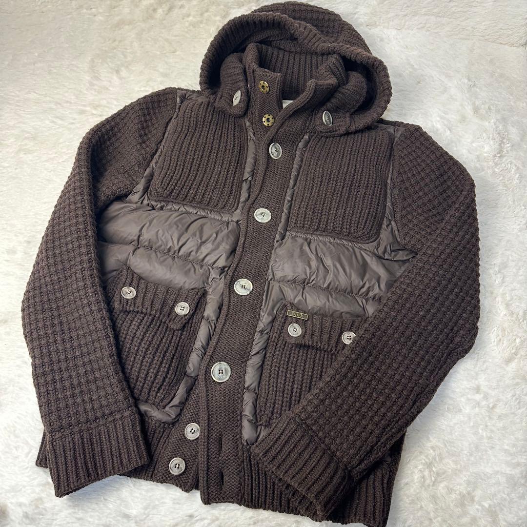 極美品 Bark バーク ニット×ダウン ブルゾン ブラウン