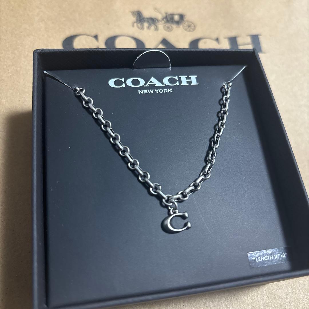 COACH シルバーチェーンネックレス Cロゴ