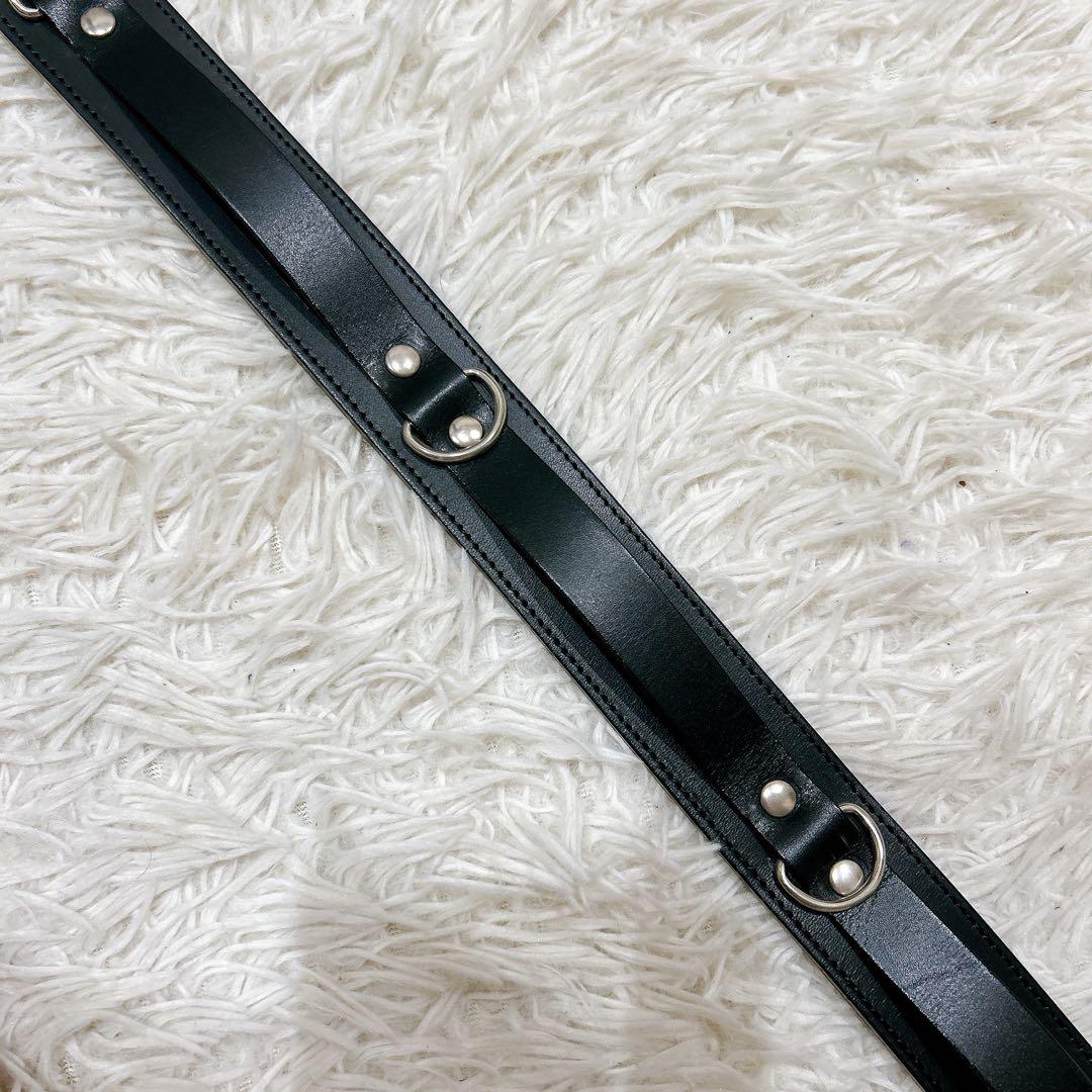 666 レザー　ベルト　金具　スタッズ　ブラック　サイズM