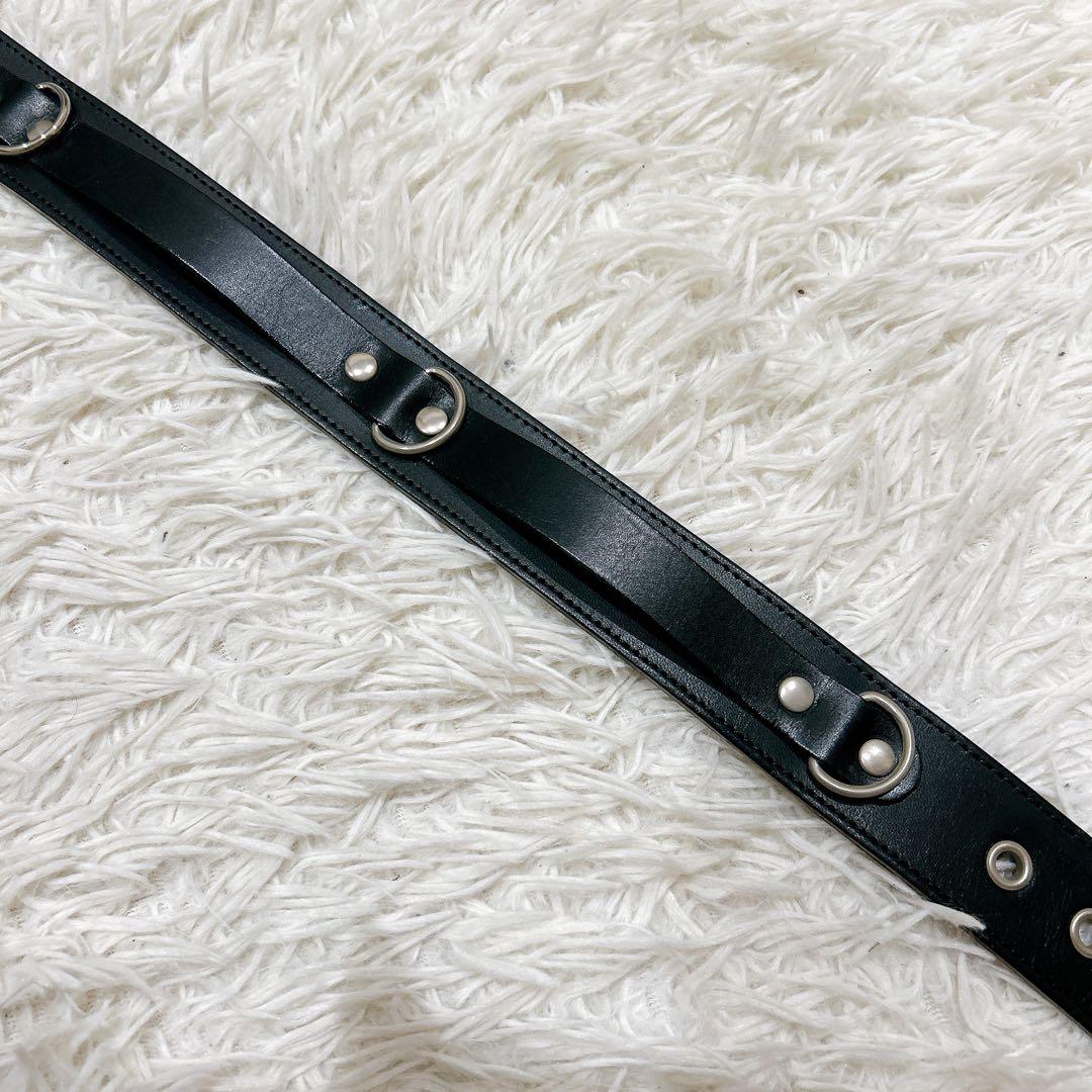 666 レザー　ベルト　金具　スタッズ　ブラック　サイズM