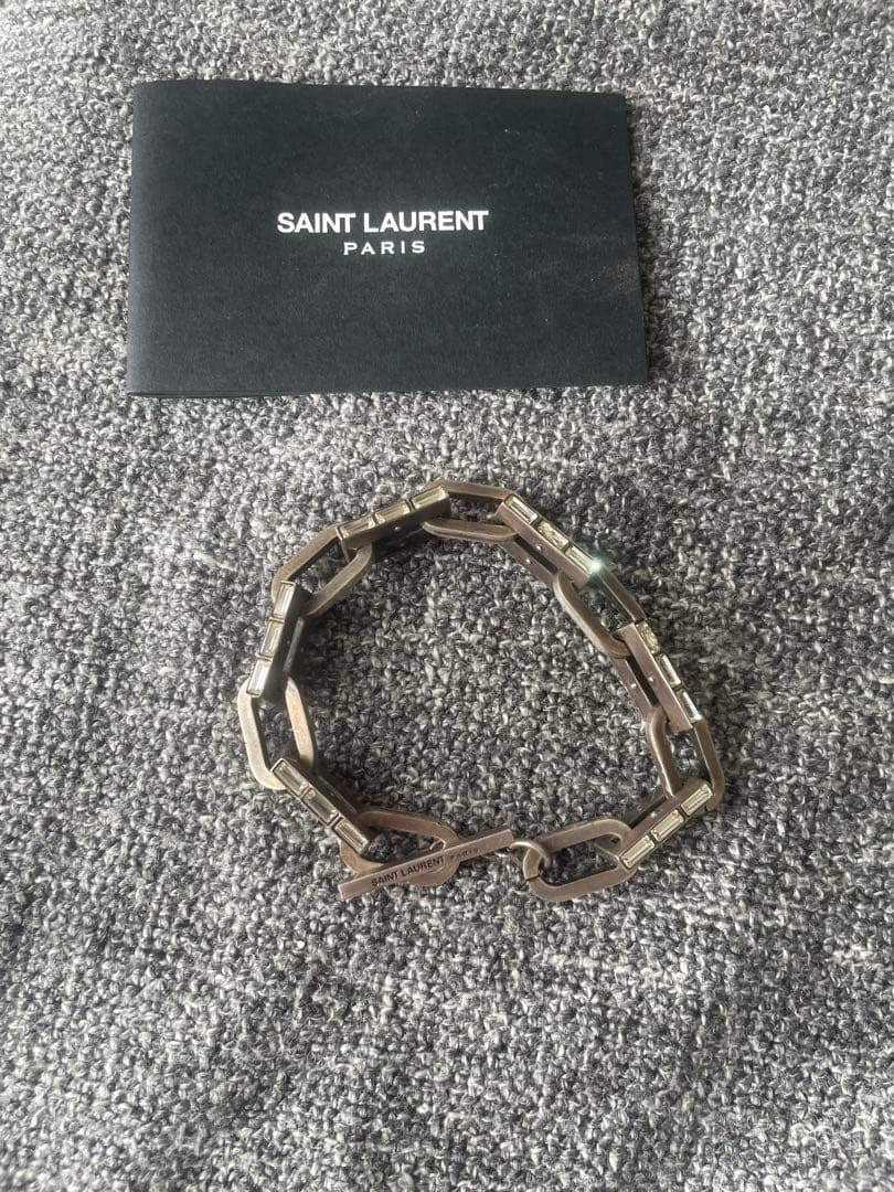 SAINT LAURENT クリスタル メタルリンクチェーンブレスレット