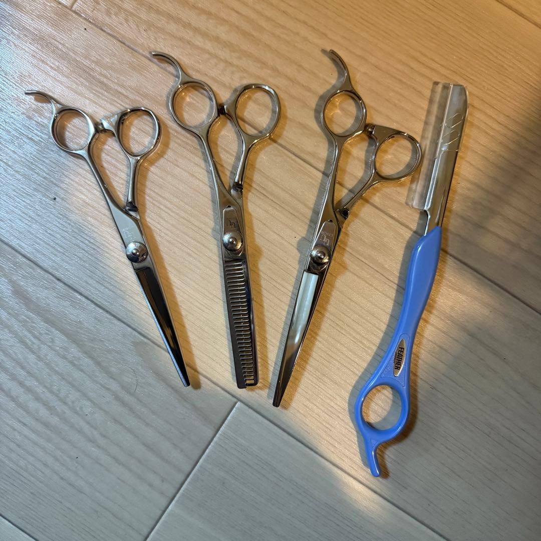 UTSUMI シザー2本 セニング1本 レザー4点セット