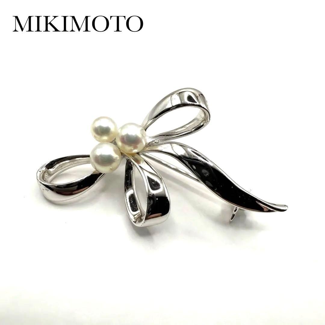 MIKIMOTO ミキモト　リボン　ベビーパール　ブローチ　SV フォーマル