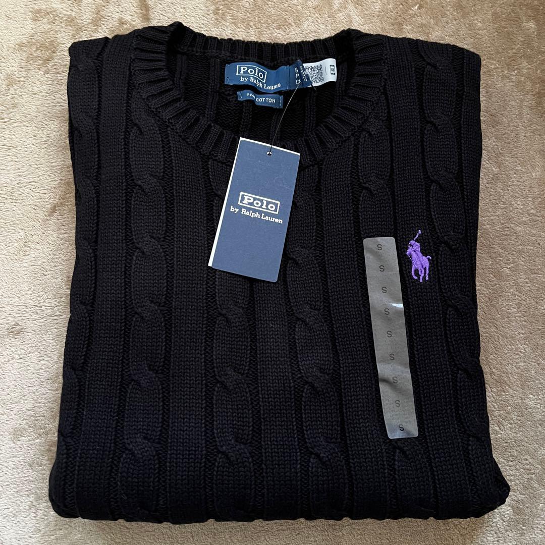 新品タグ付Polo by Ralph Lauren 黒 ケーブルニット Ｓ