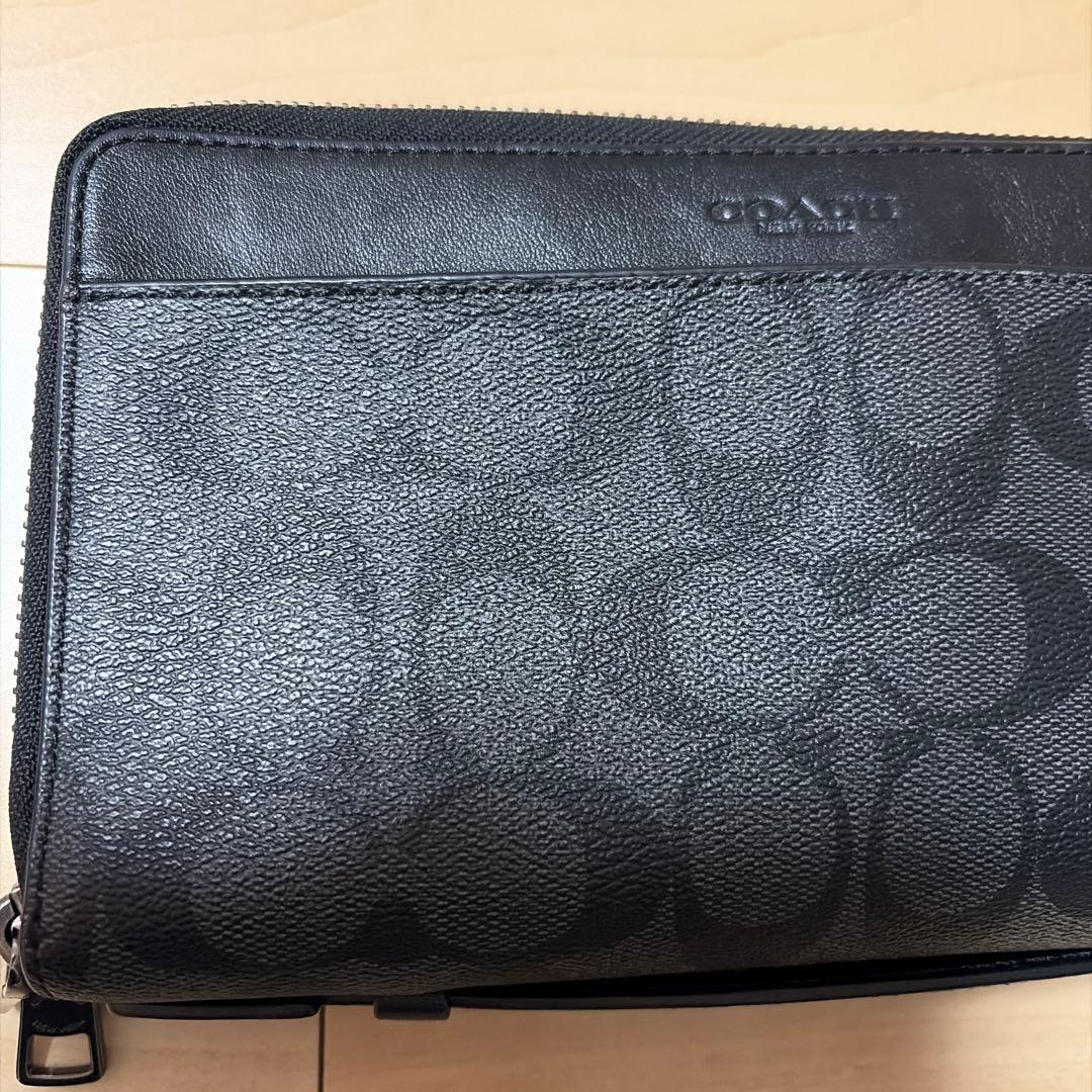 コーチ ダブルジップ トラベル オーガナイザー・シグネチャー キャンバス 長財布