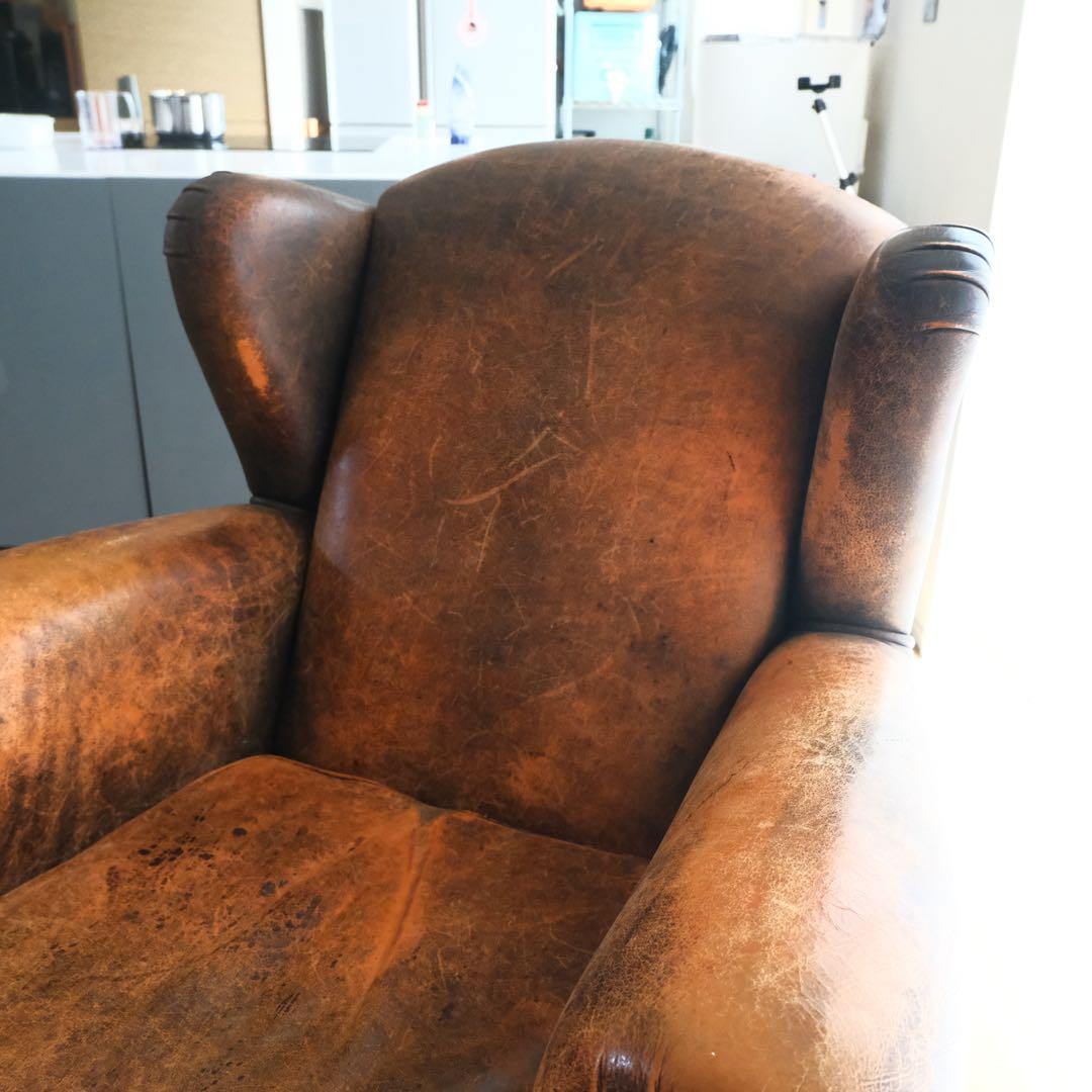 ブラウンレザー 1人掛けソファ