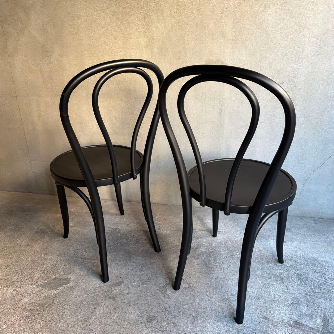 曲木　ベントウッドチェア　2脚セット　マットブラック塗装